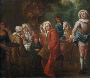 Een gezelschap aan tafel door Unbekannt Unbekannt